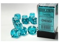 Translucent: Teal - d6, 12 st (16 mm, prickar)