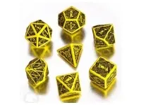 Dice Set - Celtic 3D, Yellow and Black