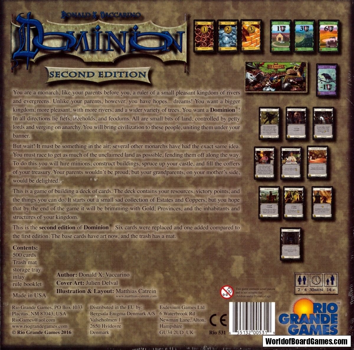 Dominion Second Edition - Brädspel, Deck Building Spel, Strategispel, Engelska, Ålder 14+, 2-4 Spelare