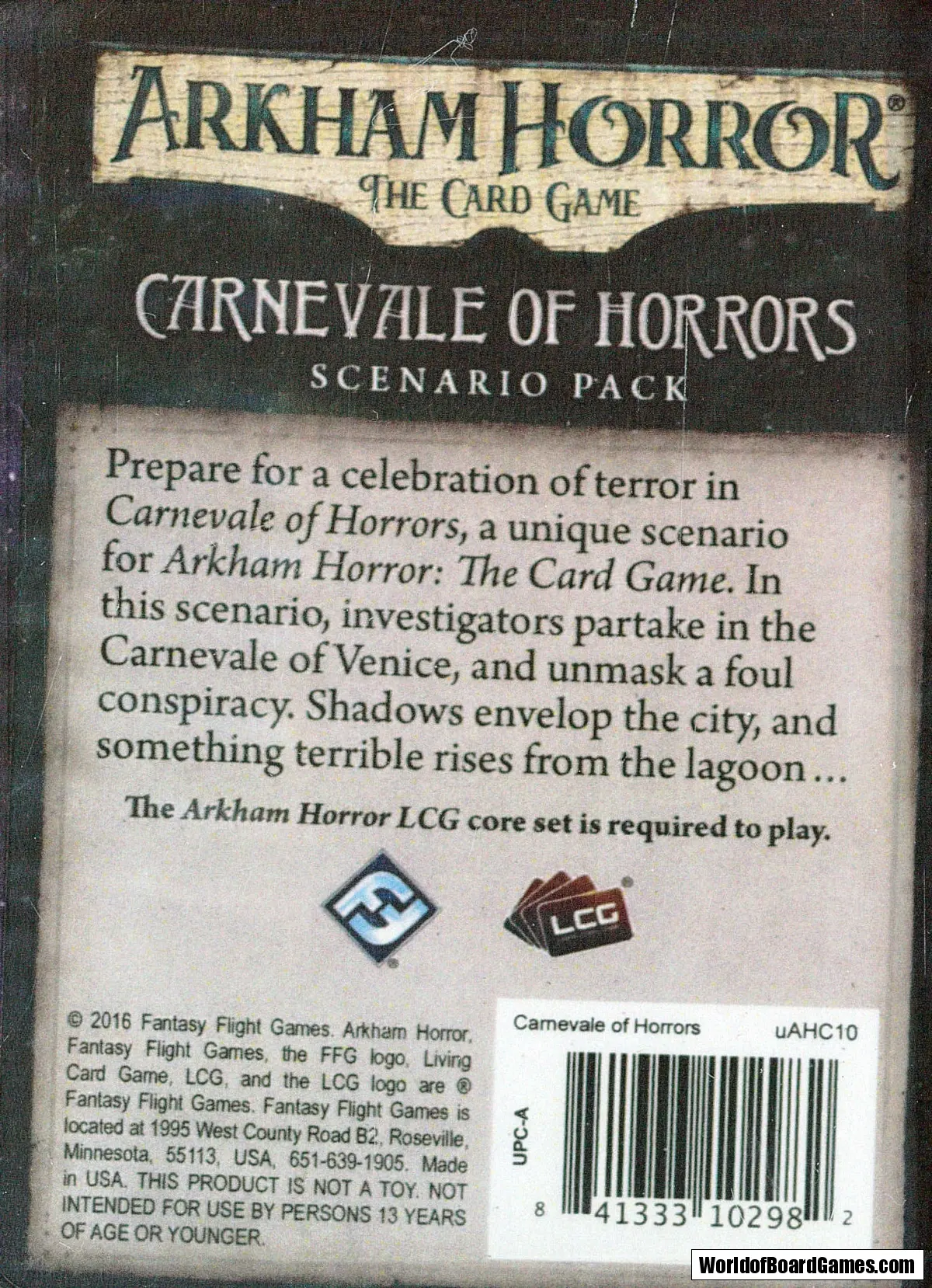 Arkham Horror: The Card Game - Carnevale of Horrors - Scenario Pack (Exp.) - WorldofBoardGames.com Arkham Horror: The Card Game - Carnevale of Horrors - Scenario Pack (Exp.) - WorldofBoardGames.com