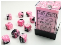 Gemini - Black-Pink/White - d6, 36 st (12 mm, prickar)