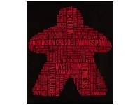 T-shirt: Mr. Meeple - Red Meeple Wordle, Version 2: Trickerion (Black) - Large