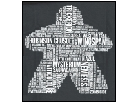 T-shirt: Mr. Meeple - White Meeple Wordle, Version 2: Trickerion (Grey) - X-Large