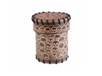 Dice Cup - Skull, Beige Leather