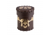 Dice Cup - Flying Dragon, Brown & Golden Leather