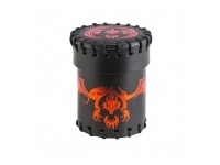 Dice Cup - Flying Dragon, Black & Red Metallic, Leather