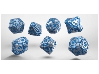 Dice Set - Tech, Metal Silver & Blue