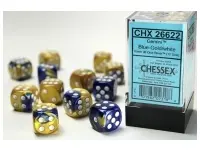 Gemini: Blue-Gold/White - d6, 12st (16 mm, prickar)