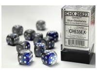 Gemini: Blue-Steel/White - d6, 12st (16 mm, prickar)