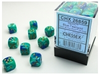 Gemini: Blue-Teal/Gold - d6, 36 st (12 mm, prickar)