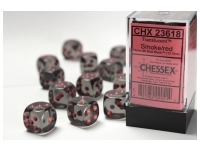 Translucent: Smoked/Red - d6, 12 st (16 mm, prickar)