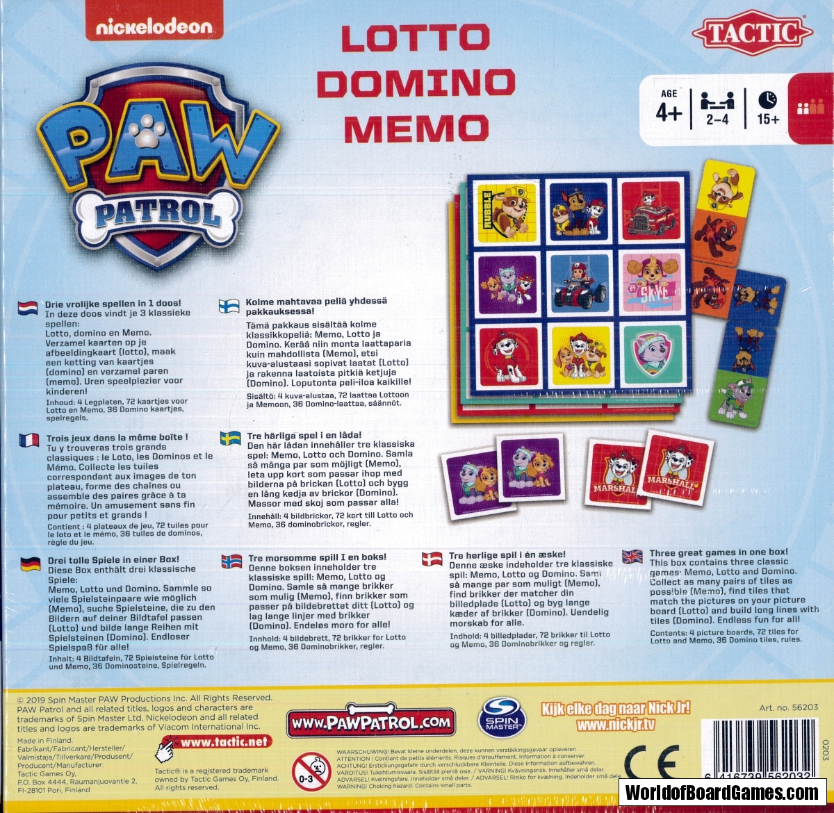 Pat patrouille Lotto, Domino, Memo - 3 en1