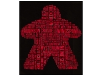 T-shirt: Mr. Meeple - Red Meeple Wordle, Version 2: Trickerion (Black) - Medium