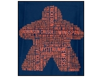 T-shirt: Mr. Meeple - Orange Meeple Wordle, Version 2: Trickerion (Navy) - Large