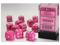 Opaque - Pink/White - d6, 12 st (16 mm, prickar)