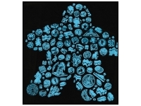 T-shirt: Mr. Meeple - Elements, Turquoise Meeple (Black) - Medium