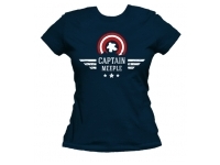 T-shirt: Mr. Meeple - Captain America Meeple (Blue) - Woman's Small