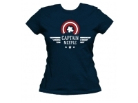 T-shirt: Mr. Meeple - Captain America Meeple (Blue) - Woman's Large