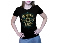 T-shirt: Mr. Meeple - Classic, Play to Win (Black) - Woman's Medium