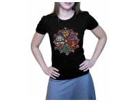 T-shirt: Mr. Meeple - Stained Glass (Black) - Woman's Large
