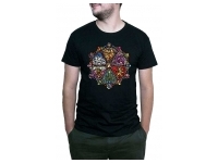 T-shirt: Mr. Meeple - Stained Glass (Black) - Large