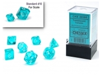 Translucent - Teal/White - Mini-Polyhedral Dice set