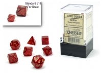 Glitter - Ruby Red/Gold - Mini-Polyhedral Dice set