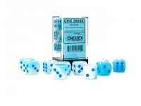 Gemini: Pearl Turquoise-White/Blue - d6, 12st (16 mm, prickar)