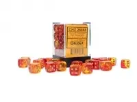 Translucent Gemini - Red-Yellow/Gold - d6, 36 st (12 mm, prickar)
