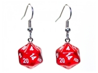 Örhänge: Hook - Translucent Red Mini-Poly D20 (Par)