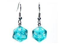 Örhänge: Hook - Translucent Teal Mini-Poly D20 (Par)