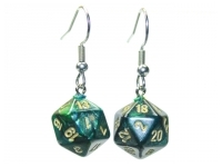 Örhänge: Hook - Scarab Jade Mini-Poly D20 (Par)