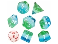 Sirius Dice: Translucent Blue Hawaiian - Solid White (7+1)