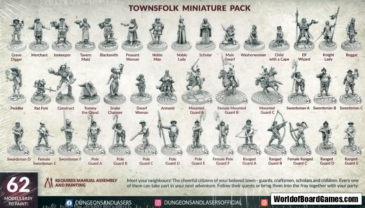 Dungeons & Lasers - Townsfolk Miniature Pack | Fantàsia Dungeons & Lasers - Townsfolk Miniature Pack | Fantàsia