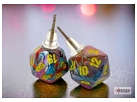 Örhänge: Stud - Festive Mosaic/Yellow Mini-Poly D20 (Par)
