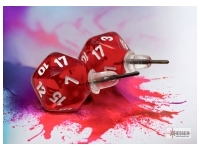 Örhänge: Stud - Translucent Red/White Mini-Poly D20 (Par)