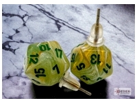Örhänge: Stud - Marble Green/Dark Green Mini-Poly D20 (Par)