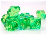 Translucent Gemini - Green-Teal/Yellow - d10, 10 st