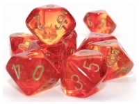 Translucent Gemini - Red-Yellow/Gold - d10, 10 st