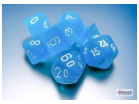 Frosted Mini-Polyhedral Caribbean Blue/White 7-Die Set