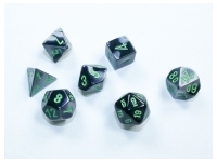 Gemini Mini Polyhedral Black-Grey/Green 7-Die Set