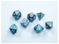 Gemini Mini-Polyhedral Steel-Teal/White 7-Die Set