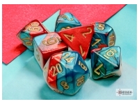 Gemini Mini-Polyhedral Red-Teal/Gold 7-Die Set