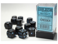 Speckled: Blue Stars - d6, 12 st (16 mm, prickar)