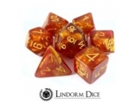 Lindorm: Witch Brew - Embers of Mayfire Dice Set (Red-Orange- Gold/Gold)