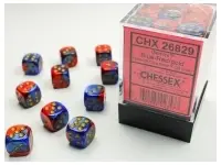Gemini - Blue-Red/Gold - d6, 36 st (12 mm, prickar)