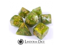 Lindorm: Witch Brew - Crescent Moon Grass Dice Set (Green-Gold/Gold)