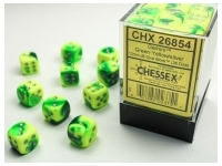Gemini - Green-Yellow/Silver - d6, 36 st (12 mm, prickar)