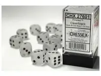 Frosted - Clear/Black - d6, 12 st (16 mm, prickar)
