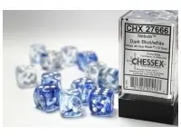 Nebula - Dark Blue/White - d6, 12 st (16 mm, prickar)